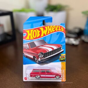 Hot Wheels '64 Chevy Nova Wagon Red / White Diecast Car 1:64 HW Wagons 2021 USA Card Imported