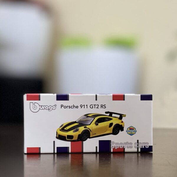 BBurago Porsche 911 GT2 RS Yellow 1:64 Die-Cast Model