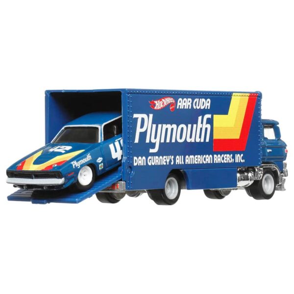 Hot Wheels ’70 Plymouth AAR Cuda Sakura Sprinter Team Transport premium diecast