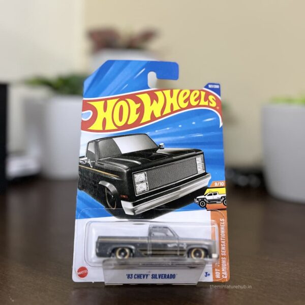 Hot Wheels ’83 Chevy Silverado black Hot Trucks die-cast