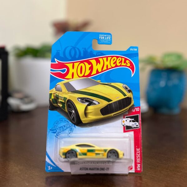 Hot Wheels Aston Martin One-77 Yellow HW Rescue USA card imported