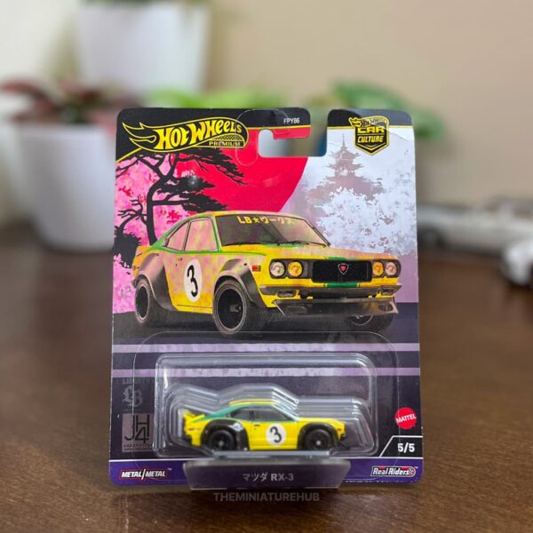 Hot Wheels Car Culture Mazda RX-3 yellow diecast rotary racer Japan Historics