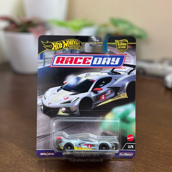 Hot Wheels Car Culture Corvette C8.R silver diecast Corvette Racing Race Day