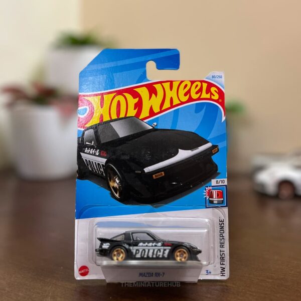 Hot Wheels Mazda RX-7 black police livery diecast HW First Response series